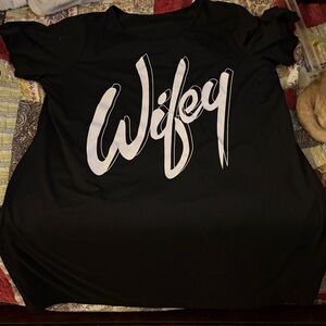 SHEIN Black Tee with 'Wifey' Script